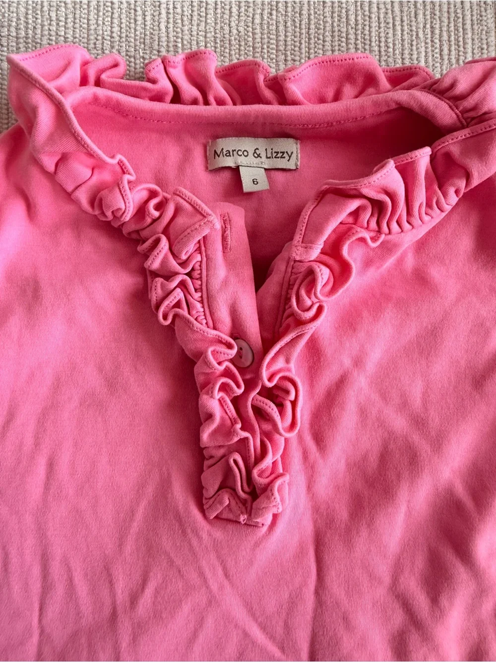 Bundle of Girls Ruffle V-Neck Tank Tops - Pink & Red with gold buttons 6